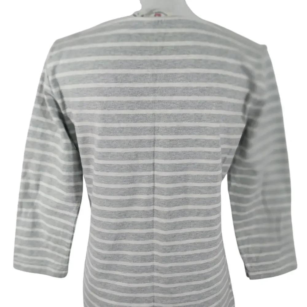 VINEYARD VINES! ASH GRAY & WHITE STRIPED 100% COTTON KNIT LONG SLEEVE DRESS! S - Picture 8 of 12